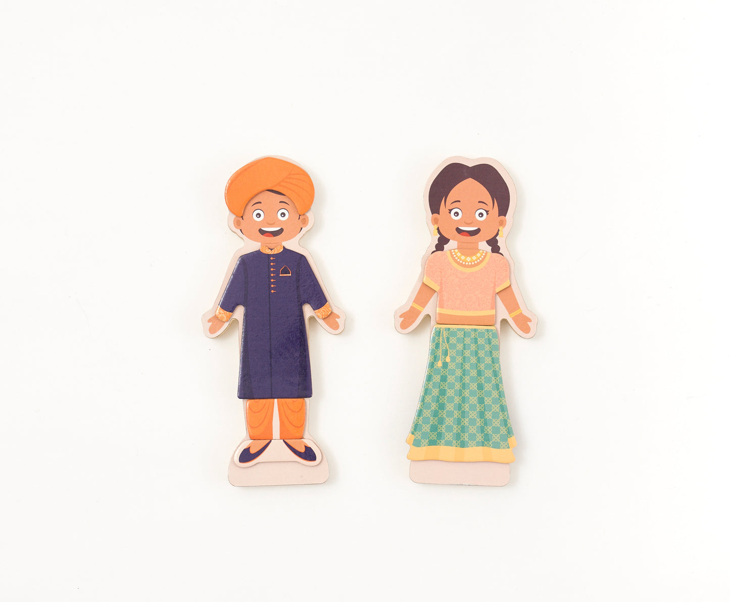 South Asian Wooden Magnetic Dress-Up Dolls