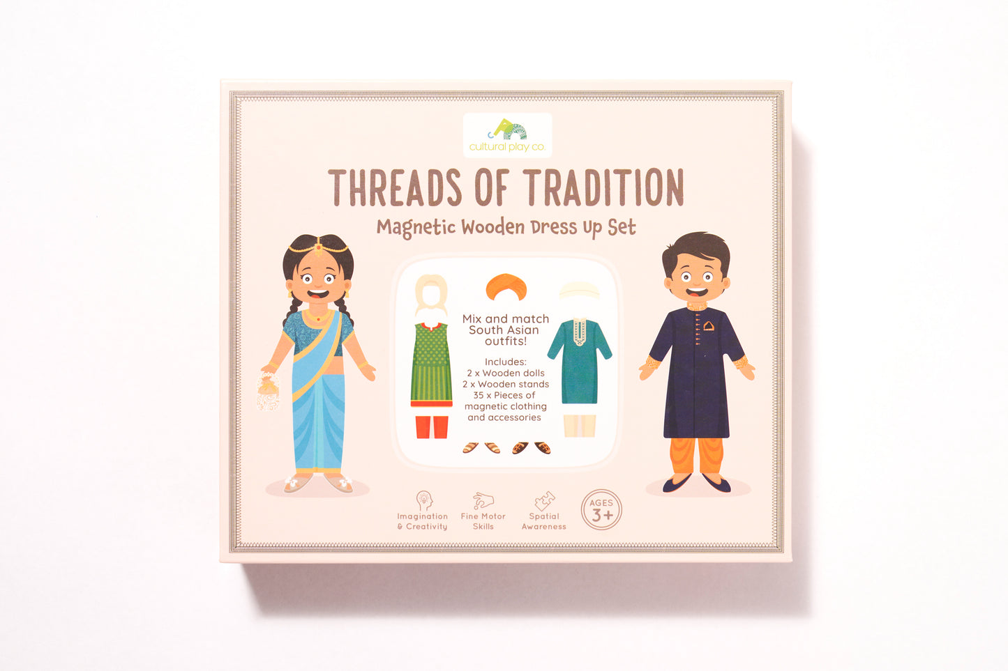 South Asian Wooden Magnetic Dress-Up Dolls